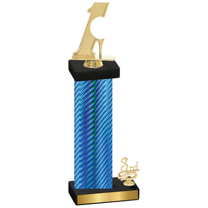 Accented Single Blue Carbon Fiber Third Place Golf Trophy
