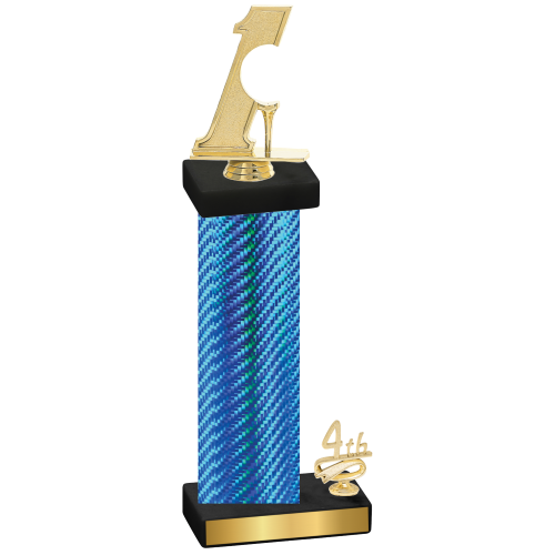 Accented Single Blue Carbon Fiber Fourth Place Golf Trophy