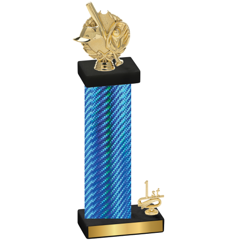 Accented Single Blue Carbon Fiber First Place Baseball Trophy