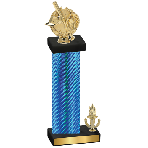 Accented Single Blue Carbon Fiber Victory Baseball Trophy