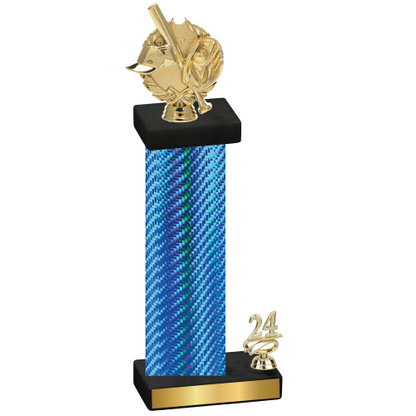 Accented Single Blue Carbon Fiber Year Baseball Trophy