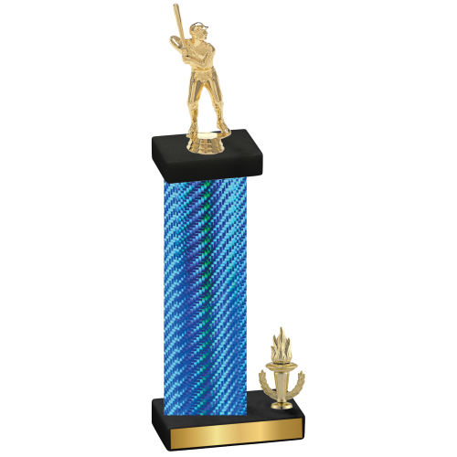 Accented Single Blue Carbon Fiber Victory Baseball Trophy