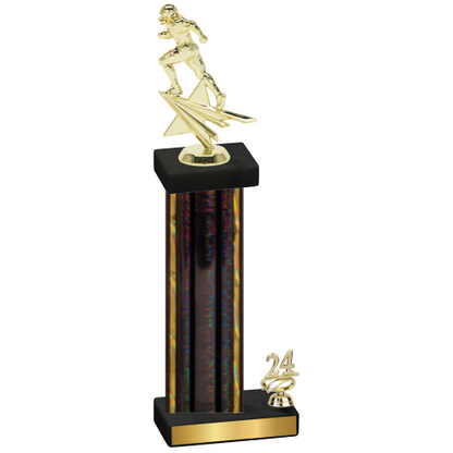 Accented Single Black Glacier Year Football Trophy