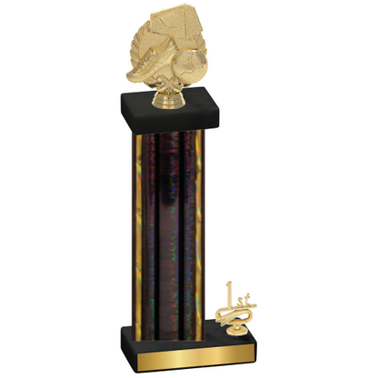 Accented Single Black Glacier First Place Soccer Trophy