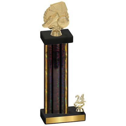 Accented Single Black Glacier Year Soccer Trophy