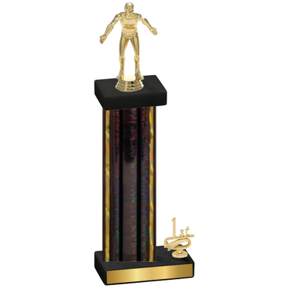 Accented Single Black Glacier First Place Wrestling Trophy