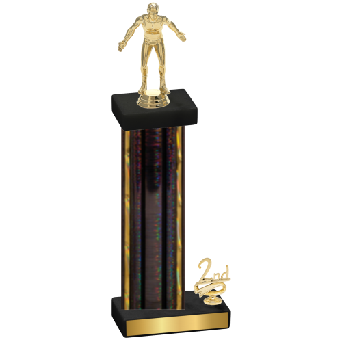 Accented Single Black Glacier Second Place Wrestling Trophy