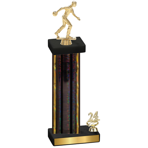 Accented Single Black Glacier Year Bowling Trophy