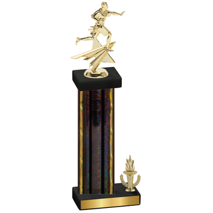 Accented Single Black Glacier Victory Flag Football Trophy