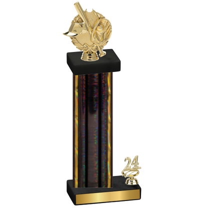 Accented Single Black Glacier Year Baseball Trophy