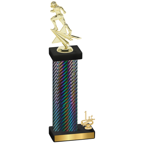 Accented Single Black Carbon Fiber First Place Football Trophy