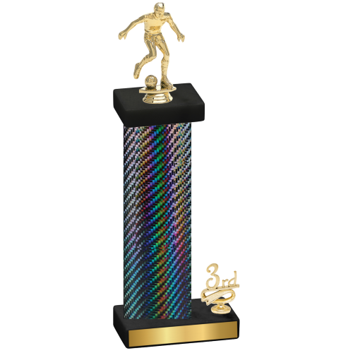 Accented Single Black Carbon Fiber Third Place Soccer Trophy