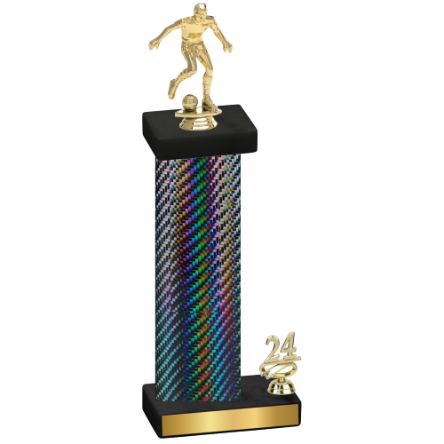 Accented Single Black Carbon Fiber Year Soccer Trophy