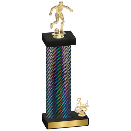 Accented Single Black Carbon Fiber Third Place Soccer Trophy