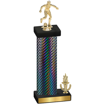 Accented Single Black Carbon Fiber Victory Soccer Trophy