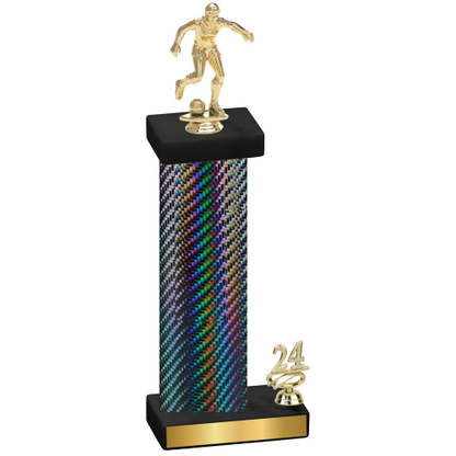 Accented Single Black Carbon Fiber Year Soccer Trophy