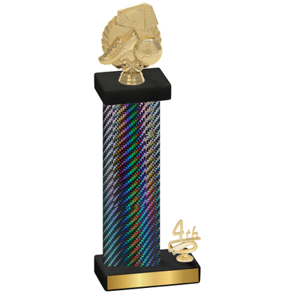 Accented Single Black Carbon Fiber Fourth Place Soccer Trophy