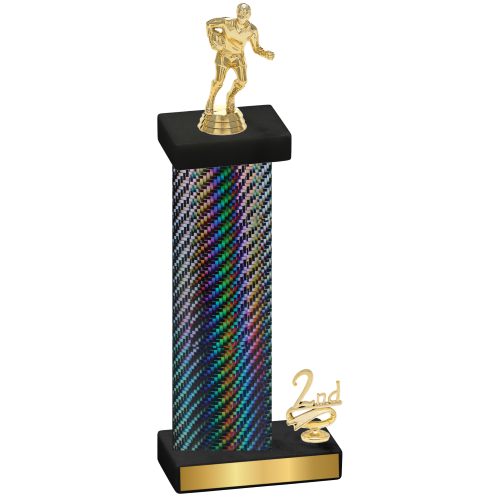 Accented Single Black Carbon Fiber Second Place Rugby Trophy