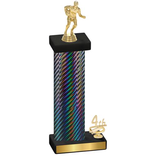 Accented Single Black Carbon Fiber Fourth Place Rugby Trophy