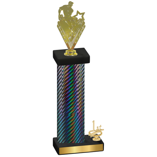 Accented Single Black Carbon Fiber First Place Rugby Trophy