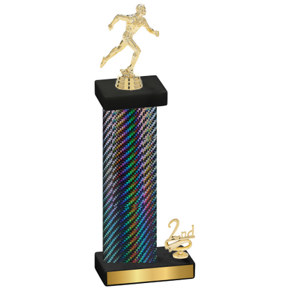 Accented Single Black Carbon Fiber Second Place Running Trophy