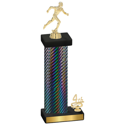 Accented Single Black Carbon Fiber Fourth Place Running Trophy