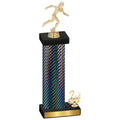 Accented Single Black Carbon Fiber Second Place Running Trophy