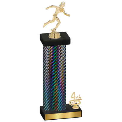 Accented Single Black Carbon Fiber Fourth Place Running Trophy