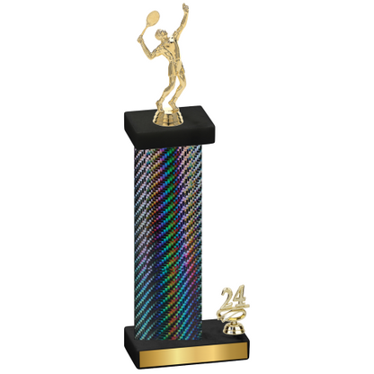 Accented Single Black Carbon Fiber Year Tennis Trophy