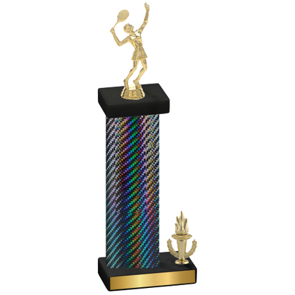 Accented Single Black Carbon Fiber Victory Tennis Trophy