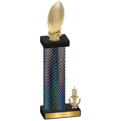 Accented Single Black Carbon Fiber Victory Football Trophy