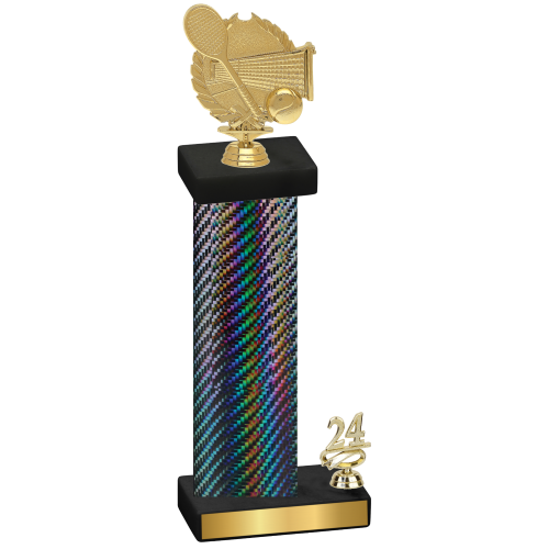 Accented Single Black Carbon Fiber Year Tennis Trophy