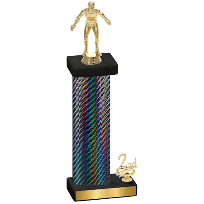 Accented Single Black Carbon Fiber Second Place Wrestling Trophy