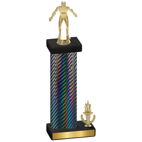 Accented Single Black Carbon Fiber Victory Wrestling Trophy