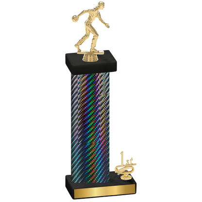 Accented Single Black Carbon Fiber First Place Bowling Trophy