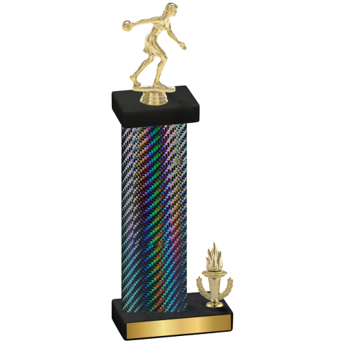 Accented Single Black Carbon Fiber Victory Bowling Trophy