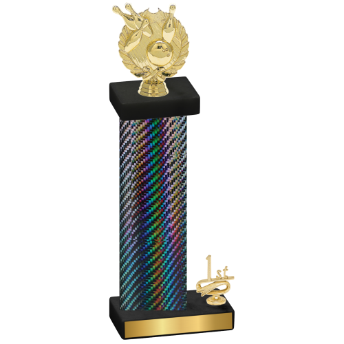 Accented Single Black Carbon Fiber First Place Bowling Trophy