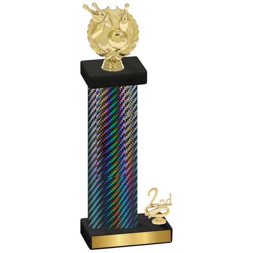 Accented Single Black Carbon Fiber Second Place Bowling Trophy