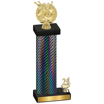 Accented Single Black Carbon Fiber Year Bowling Trophy