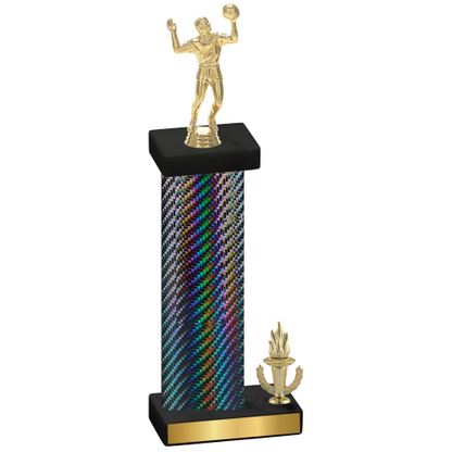 Accented Single Black Carbon Fiber Victory Volleyball Trophy