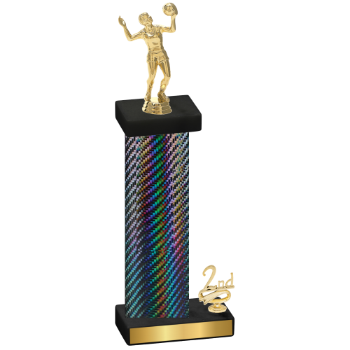 Accented Single Black Carbon Fiber Second Place Volleyball Trophy