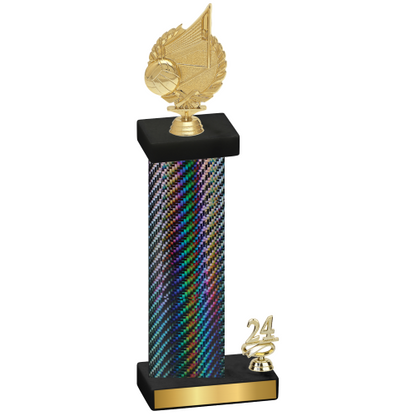 Accented Single Black Carbon Fiber Year Volleyball Trophy