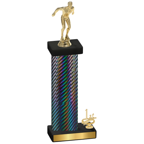 Accented Single Black Carbon Fiber First Place Swimming Trophy