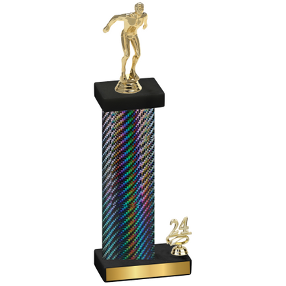 Accented Single Black Carbon Fiber Year Swimming Trophy