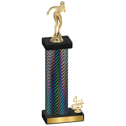 Accented Single Black Carbon Fiber Fourth Place Tennis Trophy