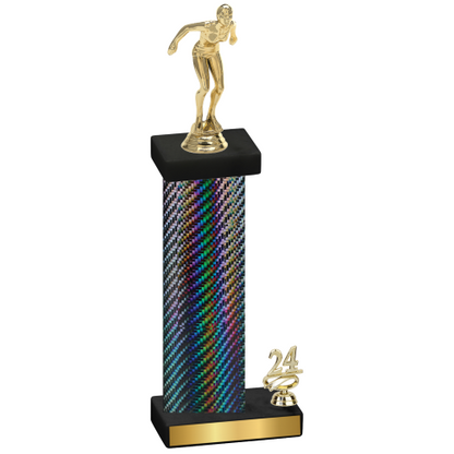 Accented Single Black Carbon Fiber Year Tennis Trophy