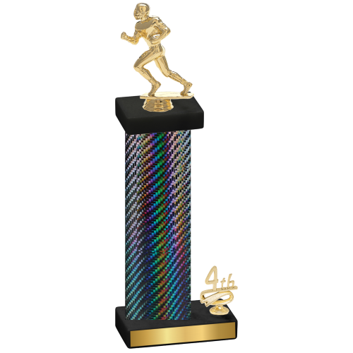Accented Single Black Carbon Fiber Fourth Place Football Trophy