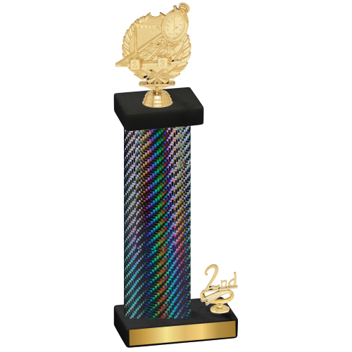 Accented Single Black Carbon Fiber Second Place Swimming Trophy