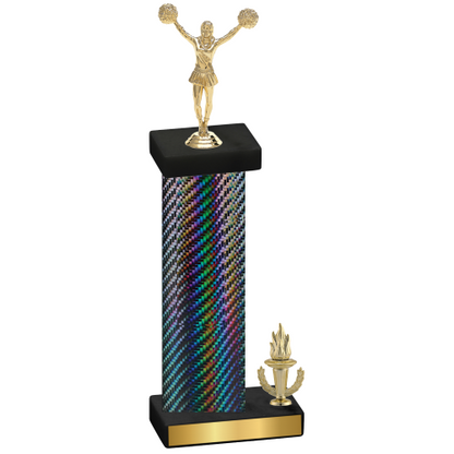 Accented Single Black Carbon Fiber Victory Cheerleading Trophy