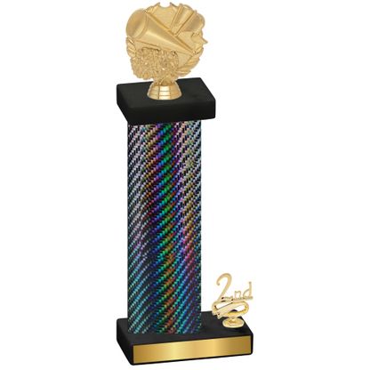 Accented Single Black Carbon Fiber Second Place Cheerleading Trophy